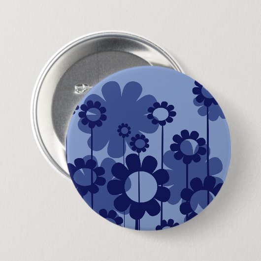 Purple Flowers Ronde Button 7,6 Cm (Voorkant /achterkant)