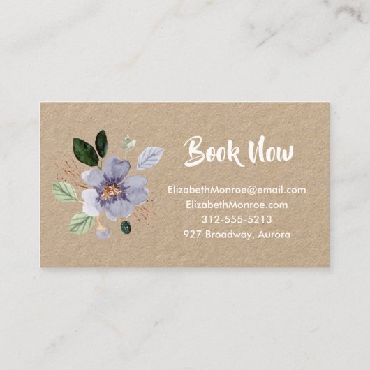 Purple Flowers Salon Hair Stylist Makeup Visitekaartje (Achterkant)