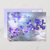 Purple Flowers Save the Date Aankondigingskaart (Voorkant / Achterkant)