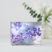 Purple Flowers Save the Date Aankondigingskaart (Staand voorkant)