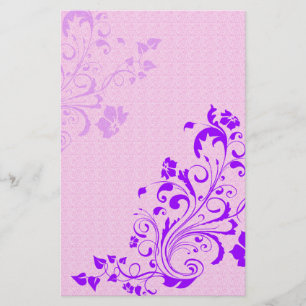 Purple Flowers Scrapbook Paper Briefpapier