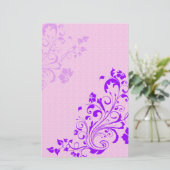 Purple Flowers Scrapbook Paper Briefpapier (Staand voorkant)
