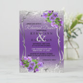 Purple Flowers & Silver Glitter - repetitiediner Kaart (Staand voorkant)