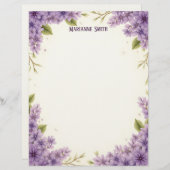 Purple Flowers Stationery Paper Briefhoofd (Voorkant / Achterkant)