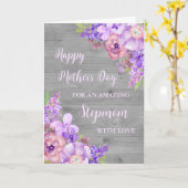 Purple Flowers Stepmom Happy Moederdag Kaart (Gele Bloem)