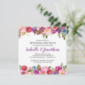 Purple Flowers Summer Wedding Brunch Uitnodigingen (Staand voorkant)
