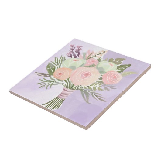 Purple Flowers Tegeltje (Zijkant)