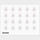 Purple Flowers Theeset Adresetiketten Ronde Sticker (Vel)