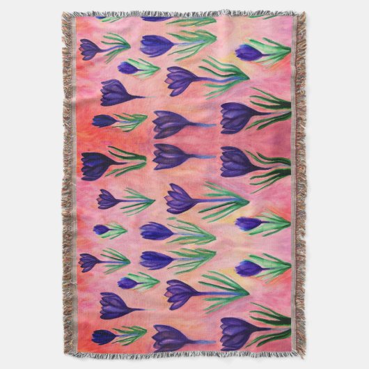 Purple Flowers Throw Blanket Deken (Voorkant Verticaal)