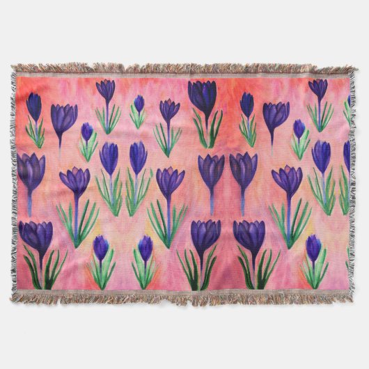 Purple Flowers Throw Blanket Deken (Voorkant)