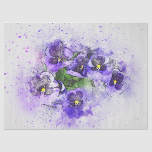 Purple Flowers Vergeet-me-nots Decoupage Tissuepapier (Voorkant)