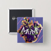 Purple Flowers Vierkante Button 5,1 Cm (Voorkant /achterkant)