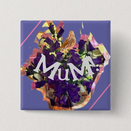 Purple Flowers Vierkante Button 5,1 Cm (Voorkant)