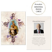 Purple Flowers Virgin Mary Funeral Prayer Kaart Plaatskaartje