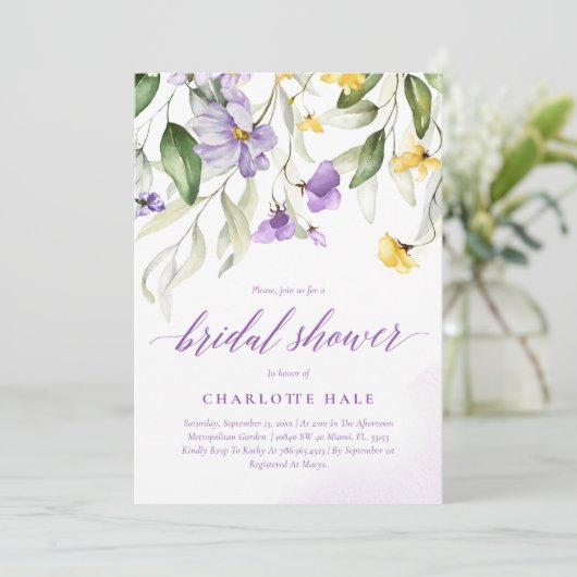 Purple Flowers Vrijgezellenfeest Kaart (Staand voorkant)