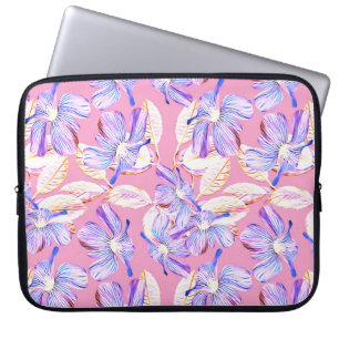 Purple Flowers: Waterverf bloemenelegantie. Laptop Sleeve
