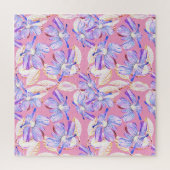 Purple Flowers: Waterverf bloemenelegantie. Legpuzzel (Verticaal)