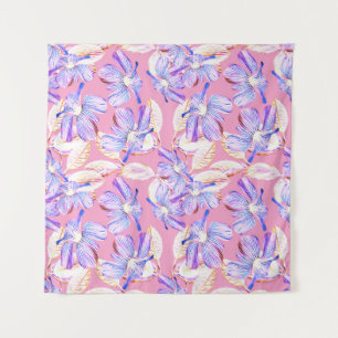 Purple Flowers: Waterverf bloemenelegantie. Wandkleed