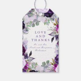 Purple Flowers Waterverf Cadeaulabel