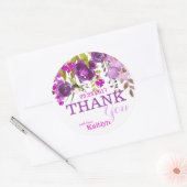 Purple Flowers Waterverf Floral Dank u Ronde Sticker (Envelop)