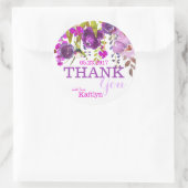 Purple Flowers Waterverf Floral Dank u Ronde Sticker (Tas)