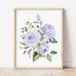 Purple Flowers, Waterverf Flowers, Genderneutrale Poster
