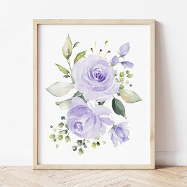 Purple Flowers, Waterverf Flowers, Genderneutrale Poster