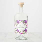 Purple Flowers Weddenschap Liquor Bottle Label Likeurfles Etiket (Voorkant)