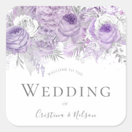 Purple Flowers Weddenschap Welkom Hartelijk dank Vierkante Sticker