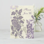 Purple Flowers Wedding Vow Renewal Uitnodigingen (Staand voorkant)