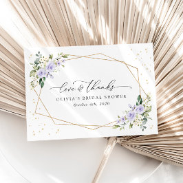 Purple Flowers, White Flowers, Boho, Bridal Shower Bedankkaart