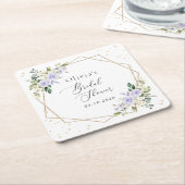 Purple Flowers, White Flowers, Boho, Bridal Shower Kartonnen Onderzetters (Schuin)