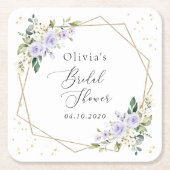 Purple Flowers, White Flowers, Boho, Bridal Shower Kartonnen Onderzetters (Voorkant)