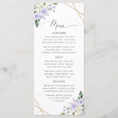 Purple Flowers, White Flowers, Bridal Shower Menu (Voorkant)