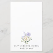 Purple Flowers, White Flowers, Bridal Shower Menu (Achterkant)