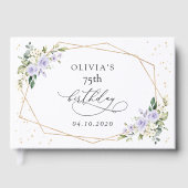 Purple Flowers, White Flowers, Greenery, Birthday Gastenboek (Voorkant)