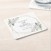 Purple Flowers, White Flowers, Greenery, Birthday Kartonnen Onderzetters (Schuin)