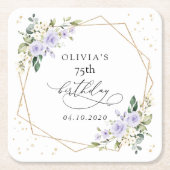 Purple Flowers, White Flowers, Greenery, Birthday Kartonnen Onderzetters (Voorkant)