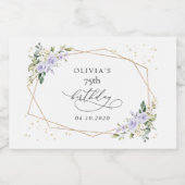 Purple Flowers, White Flowers, Greenery, Birthday Sparkling Wijnetiket (Enkel label)