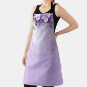 Purple Flowers with Dangling Pearls  Apron Schort (Insitu)