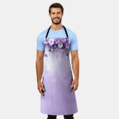 Purple Flowers with Dangling Pearls  Apron Schort (Gedragen)