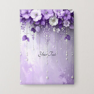 Purple Flowers with Dangling Pearls Button