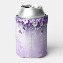 Purple Flowers with Dangling Pearls Can Cooler