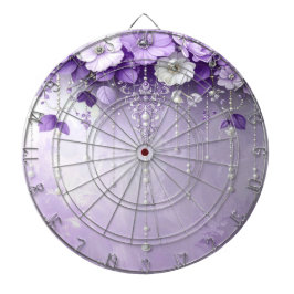 Purple Flowers with Dangling Pearls Dartboard Dartbord