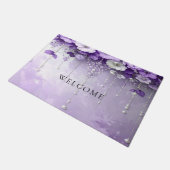 Purple Flowers with Dangling Pearls Doormat Deurmat (Schuin)