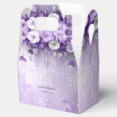 Purple Flowers with Dangling Pearls Favor Box Bedankdoosjes (Geopend)