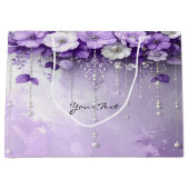 Purple Flowers with Dangling Pearls Gift Bag Groot Cadeauzakje (Voorkant)