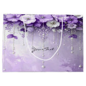 Purple Flowers with Dangling Pearls Gift Bag Groot Cadeauzakje (Achterkant)