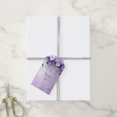 Purple Flowers with Dangling Pearls Gift Tag Cadeaulabel (Met Touw)