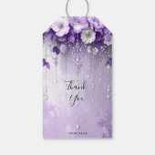 Purple Flowers with Dangling Pearls Gift Tag Cadeaulabel (Achterkant)